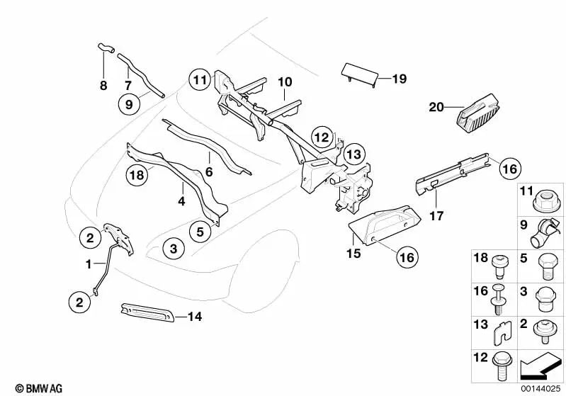 Crashpad gauche pour la série BMW 7 E65, E66 (OEM 51718243567). BMW d'origine