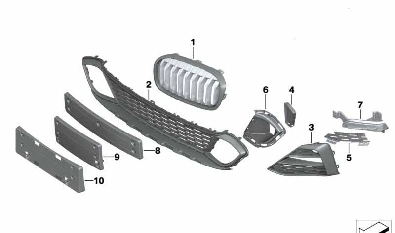 Left Side Grille OEM 51118073897 for BMW F45, F46. Original BMW.