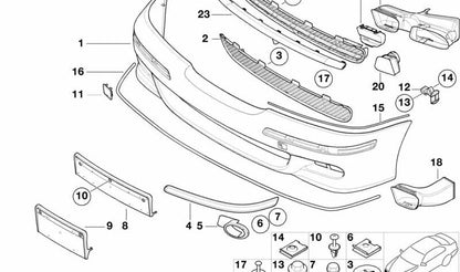 Conducto de refrigeración de freno delantero izquierdo OEM 51117890013 para BMW E39 520d, 520i. Original BMW.