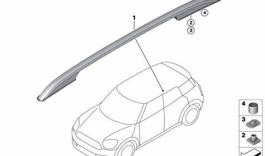 Barandilla de techo negra derecha OEM 51137363314 para MINI Clubman F54, F54 LCI. Original MINI.