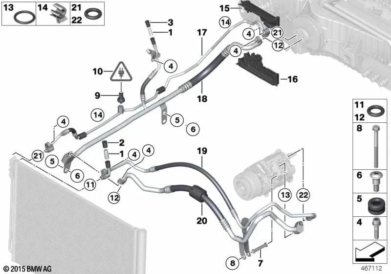 Tubería de Presión para BMW Serie 7 F01, F02 (OEM 64539120007). Original BMW.