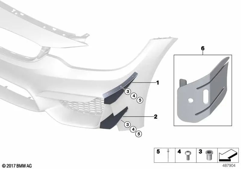 Right air deflector for BMW F01, F02, E70, E71, F07, F10, F11 (OEM 51628431676). Original BMW.