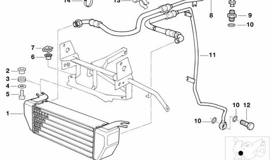 Enfriador de aceite OEM 17211341980 para BMW E23, E24, E28, E30, E32, E34, E9, E12, E21. Pieza original BMW.