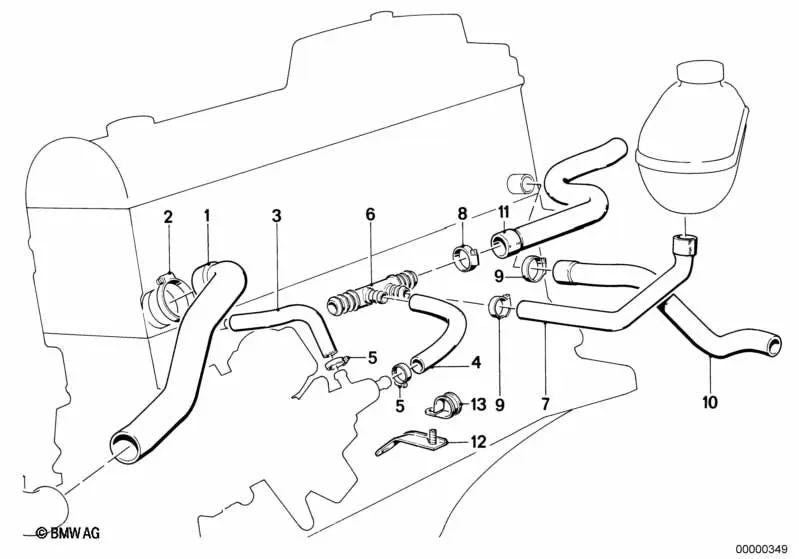 Mangueira de água para BMW E28 (OEM 1153128586). BMW original