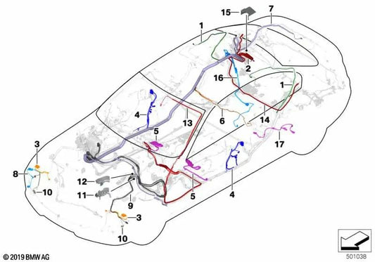 Parte inferior da série de canais de cabo BMW 2 F22, F23, F87 (OEM 61139236432). BMW original