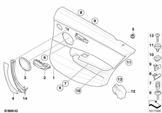 Painel da porta traseira esquerda para o BMW E90N, E91N (OEM 51429167939). BMW original