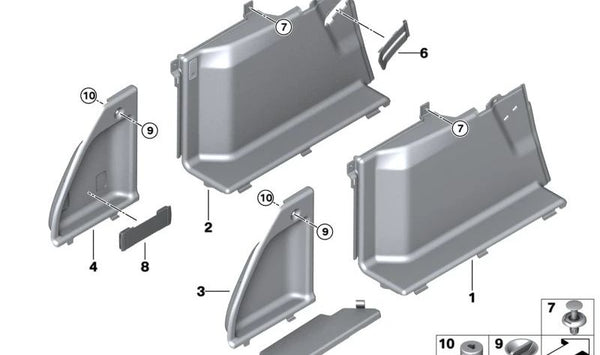 Tapa izquierda del maletero OEM 51479874553 para BMW Serie 5 G31. Pieza original BMW.