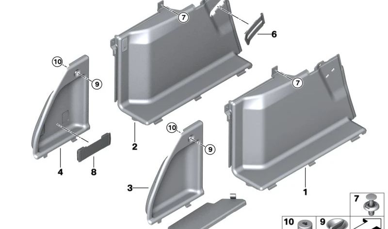 Revestimiento lateral izquierdo maletero OEM 51477437917 para BMW Serie 5 G31 (todos los modelos compatibles). Pieza original BMW.