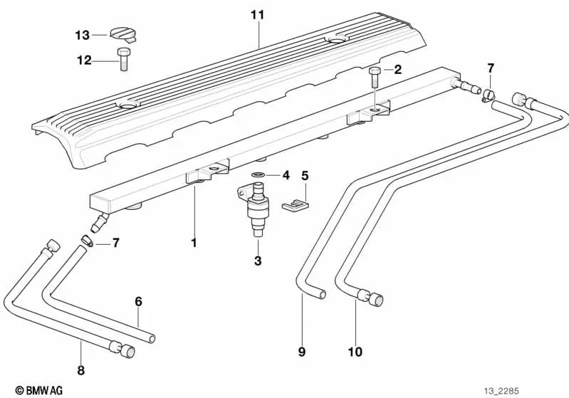 Retorne a mangueira de combustível para BMW E36 (OEM 13311427637). BMW original.