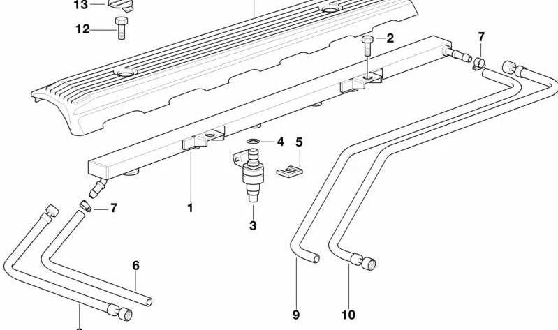 Tubería de inyección OEM 13531436470 para BMW E36, Z3. Original BMW.