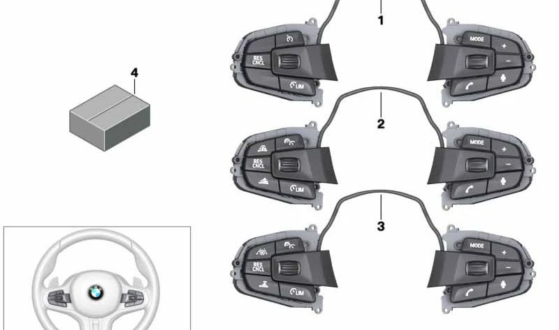 Pulsante multifunzione per M-Sport OEM 61318064474 Flyer per BMW 7 G11 Serie {725d, 730d, 730d XDrive, 730i, 740d XDrive} (2015-2019). BMW originale.