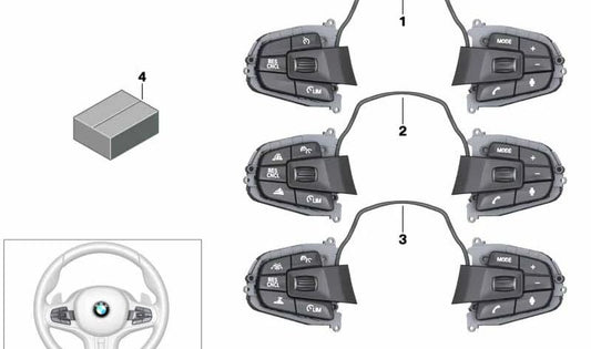 Botão multifuncional para o M-Sport OEM 61318064474 Flyer para BMW 7 G11 Series {725D, 730D, 730D XDRIVE, 730I, 740D XDRIVE} (2015-2019). BMW original.