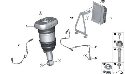 Unidad de control suspensión neumática OEM 37148867450 para BMW G26 (4er), G31 (5er), G32 (6er). Compatible con varios sistemas de aire. Original BMW.