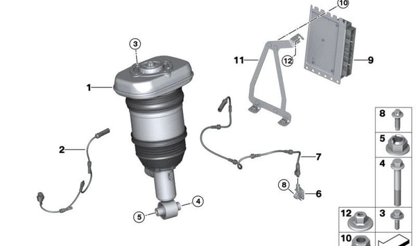 Amortiguador neumático derecho VDC OEM 37105A49DC6 para BMW G26. Original BMW.