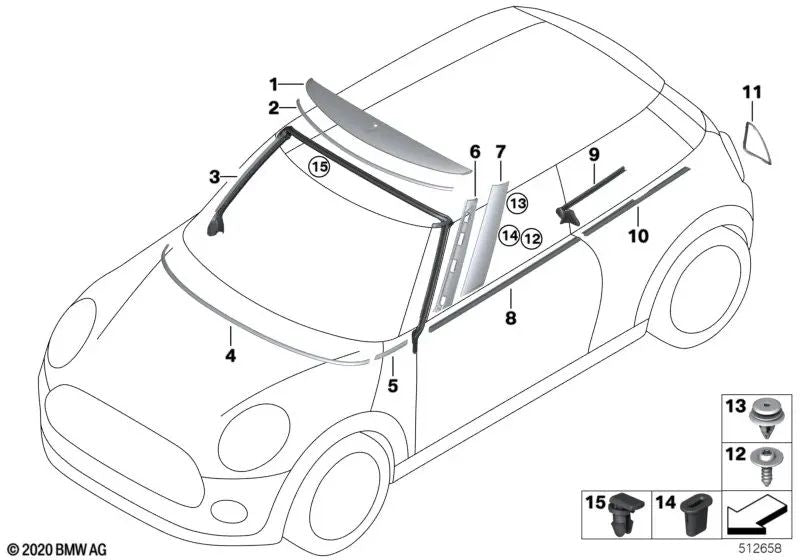 Clip para BMW Serie 3 E93, E93N, MINI R52, R57 (OEM 51767138505). Original BMW