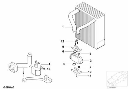 Cylindrical bolt with washer for BMW E36, E46, E34, E60, E61, E63, E64, E32, E38, E65, E66, E31, E83, E70, F15, F85, E71, F16, F86, E52 (OEM 64116910423). Genuine BMW.