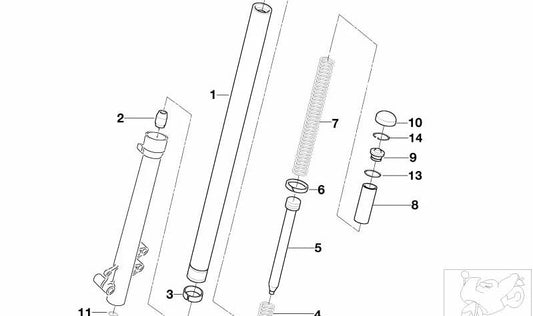 Tubo soporte delantero OEM 31427666222 para motos BMW F 650 CS. Original BMW Motorrad.