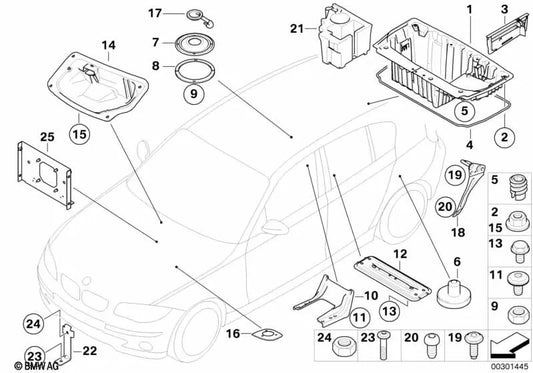 Vassoio multifunzionale per il pavimento del bagagliaio per BMW Series 1 E81, E87, E87N (OEM 41147120019). BMW originale.
