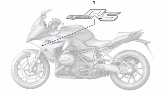 OEM 51148564327 Emblema do lado esquerdo para BMW Motorrad R 1200 Rs (RK54, 0A05, A74) anos 2014-2018. Peça original da BMW Motorrad.
