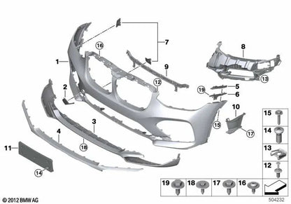 Revestimiento del parachoques delantero imprimado para BMW G02 (OEM 51117484786). Original BMW.