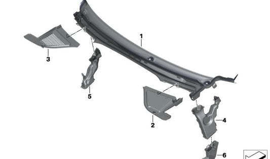 Cubierta parabrisas delantera izquierda OEM 51717434879 para BMW X5 (F95, F95N, G05, G05N, G18, G18N), X6 (F96, F96N, G06, G06N), X7 (G07, G07N), XM (G09). Original BMW.