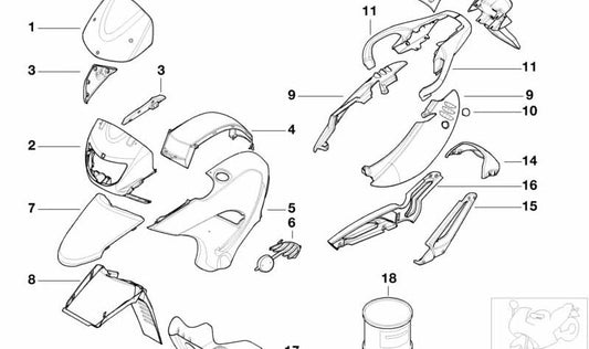 Lateral imprimado trasero derecho OEM 46638521564 para motos BMW F 650 GS, F 650 GS Dakar, G 650 GS. Original BMW Motorrad.