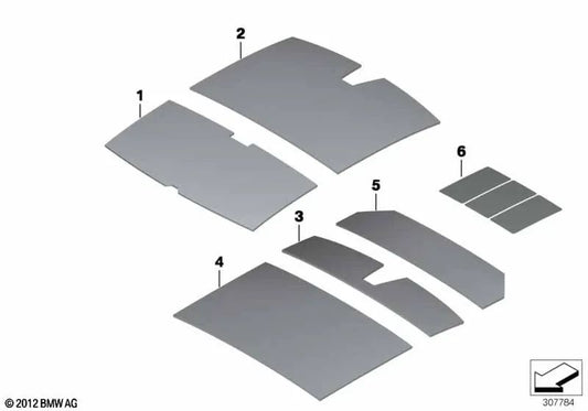 Isolation acoustique du toit central pour la série BMW 5 F11, F11n (OEM 51437233052). BMW d'origine