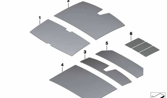 Aislante acústico techo trasero OEM 51437233051 para BMW F11 y F11N. Pieza original BMW.