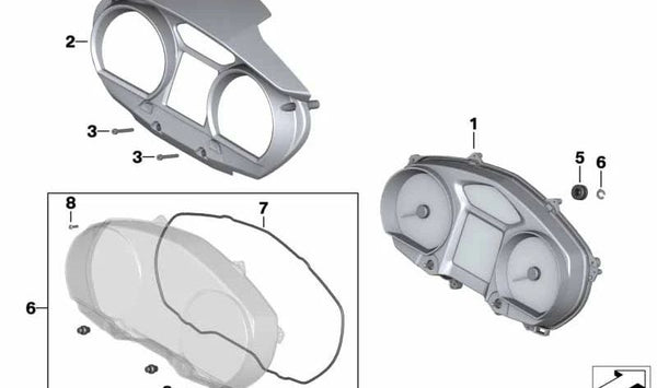 Cuadro de instrumentos MPH OEM 62118520040 para motos BMW R 900 RT, R 1200 RT (K26) 2008–2014. Original BMW Motorrad.