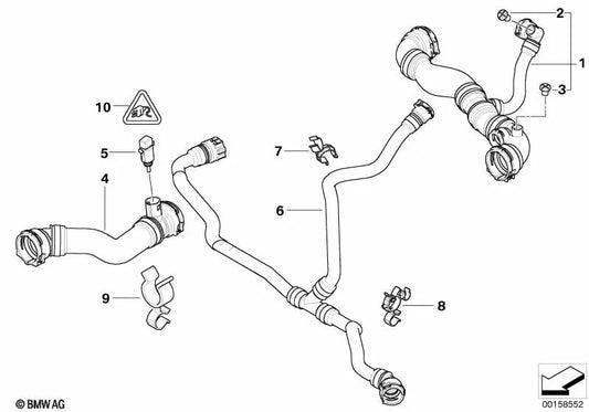 Tubo del refrigerante per BMW E83, E83N (OEM 17113404070). BMW originale.