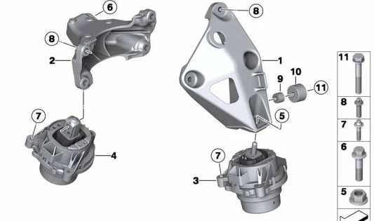 Support moteur droit pour la série BMW 3 F30, F31, F34, 4 Série F32, F33, F36 (OEM 22116788616). BMW d'origine.