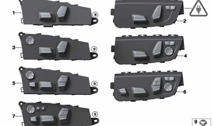 Interruptor de regulación del asiento delantero OEM 61319275082 para BMW F07, F10, F11, F01, F02, F03, F04... y más. Original BMW.