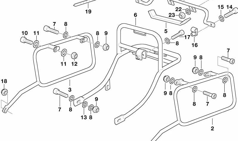 Soporte de maleta OEM 46542317409 para BMW R850GS, R1100GS, R1150GS. Original BMW Motorrad.