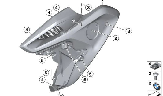 Linksabdeckung des OEM-Zulassungskanals 46638556655 für BMW Motorrad R 1200 GS (RK50) und R 1250 GS (RK50) Modelle 2016-2023. Originaler BMW Motorrad.