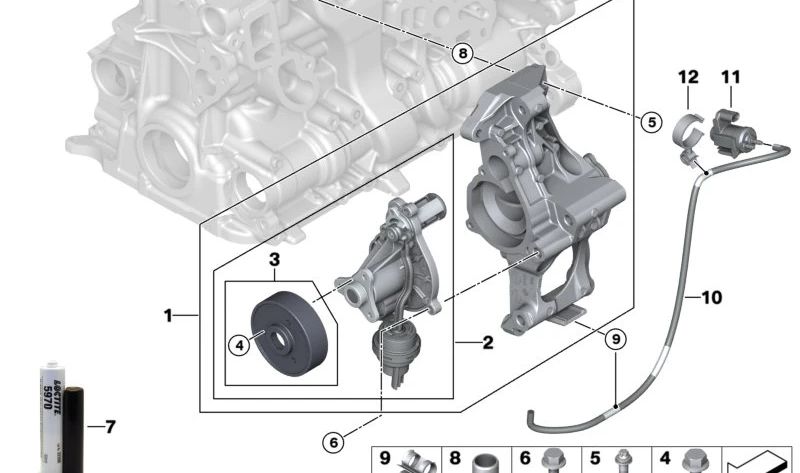 Bomba de agua con soporte OEM 11517644809 para BMW F20N, F21N, F22, F22N, F23, F23N, F30N, F31N, F34N, F35N, G20, G20N, F32, F32N, F33, F33N, F36, F36N, G22, G22N, G26, G26N, G30, G30N, G31, G38, G32, G11, G12, G01, G01N, G08, G02. Original BMW.