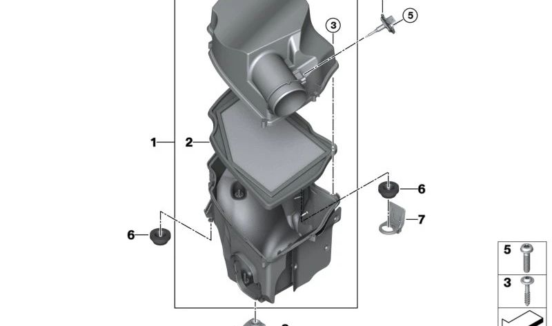 Silenciador de admisión de aire OEM 13715A1BC35 para BMW G60, G61, G70. Original BMW.