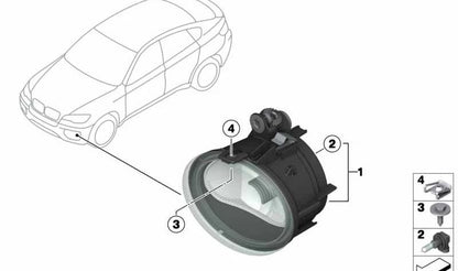 Faros antiniebla derecho OEM 63177311350 para BMW E71, E72, X6 xDrive30d, xDrive35d, xDrive35i, X6 M. Original BMW.