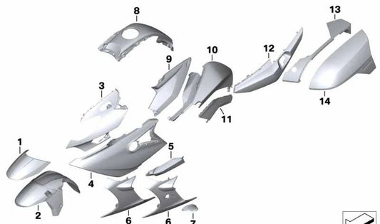OEM 46617685915 Fender arrière pour BMW Motorrad K1200GT, K1300GT, K1600GT, K1600GTL, R1200RT, R1250RT. BMW original Motorrad.