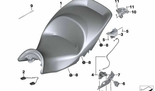 Banco do assento OEM 52538555028 para BMW Motorrad K 1600 GTL Exclusivo, K 1600 gt. BMW Motorrad original.