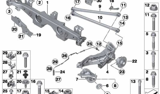Soporte de rueda de emergencia izquierdo OEM 33321505391 para MINI R50, R56, R52, R58, R59. Original MINI.