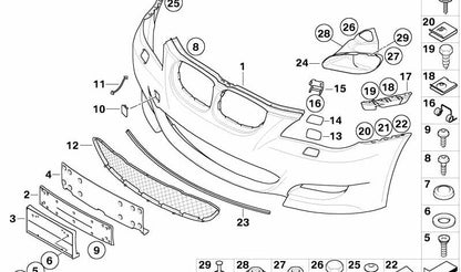 Soporte lateral izquierdo OEM 51117895735 para BMW Serie 5 E60 y E61. Pieza de carrocería original BMW.