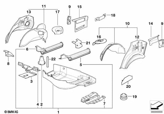 Rear right wheel arch for BMW E36 (OEM 41148122358). Original BMW
