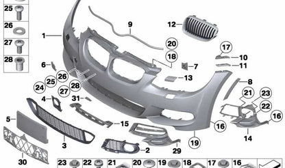 Front bumper primed OEM 51118035783 for BMW 3 Series (E92, E93). Original BMW.