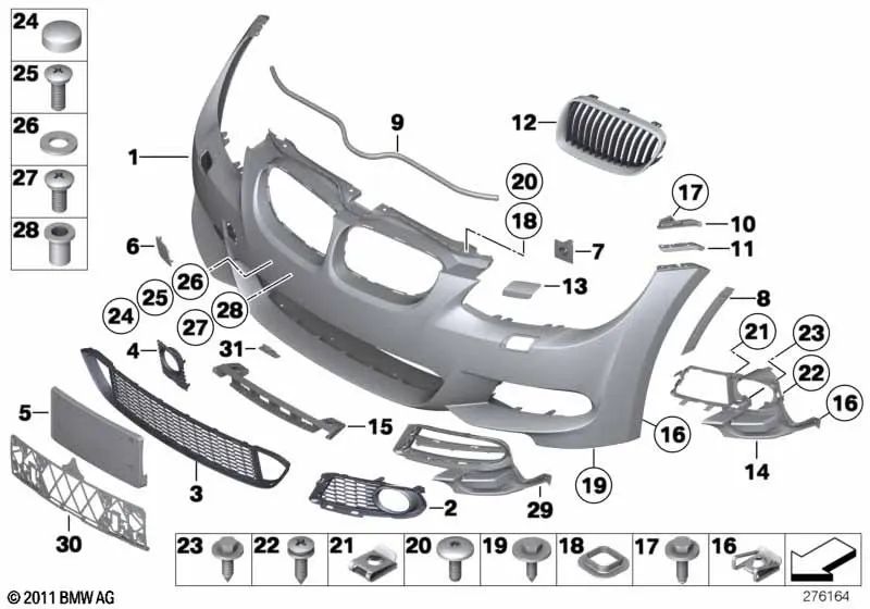 Right fog light bracket for BMW E92N, E93N (OEM 51118048774). Original BMW.