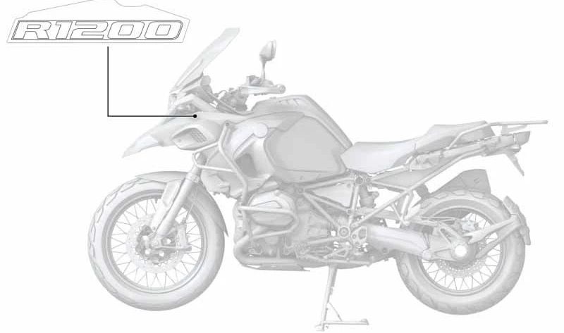 Right inscription OEM 51148544496 for BMW R1200GS Adventure, R1250GS Adventure motorcycles. Original BMW Motorrad.