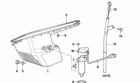 Tubo guía de varilla de aceite OEM 11431718843 para BMW E34. Original BMW.