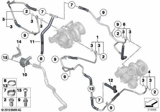 Tubo recorrente para BMW F01, F01N, F02, F02N (OEM 11537562144). BMW original