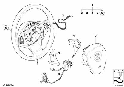 Right steering wheel cover for BMW X3 E83N (OEM 32303455490). Original BMW