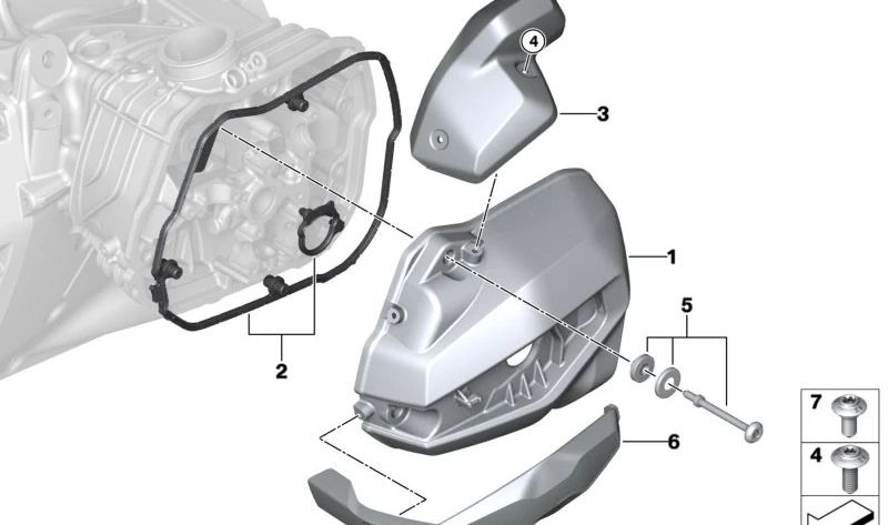 Tapa de culasse derecha OEM 11127109364 para BMW Motorrad R 1300 GS, R 1300 GS Adventure, R 1300 RT, R 1300 R, R 1300 RS. Original BMW Motorrad.