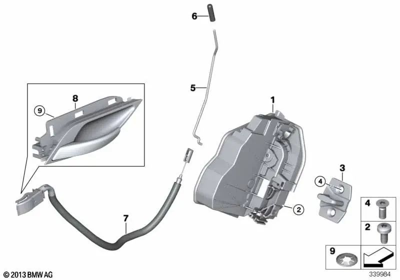 Rear Door Handle Inner Bowden Cable for BMW X1 E84 (OEM 51222990434). Original BMW.